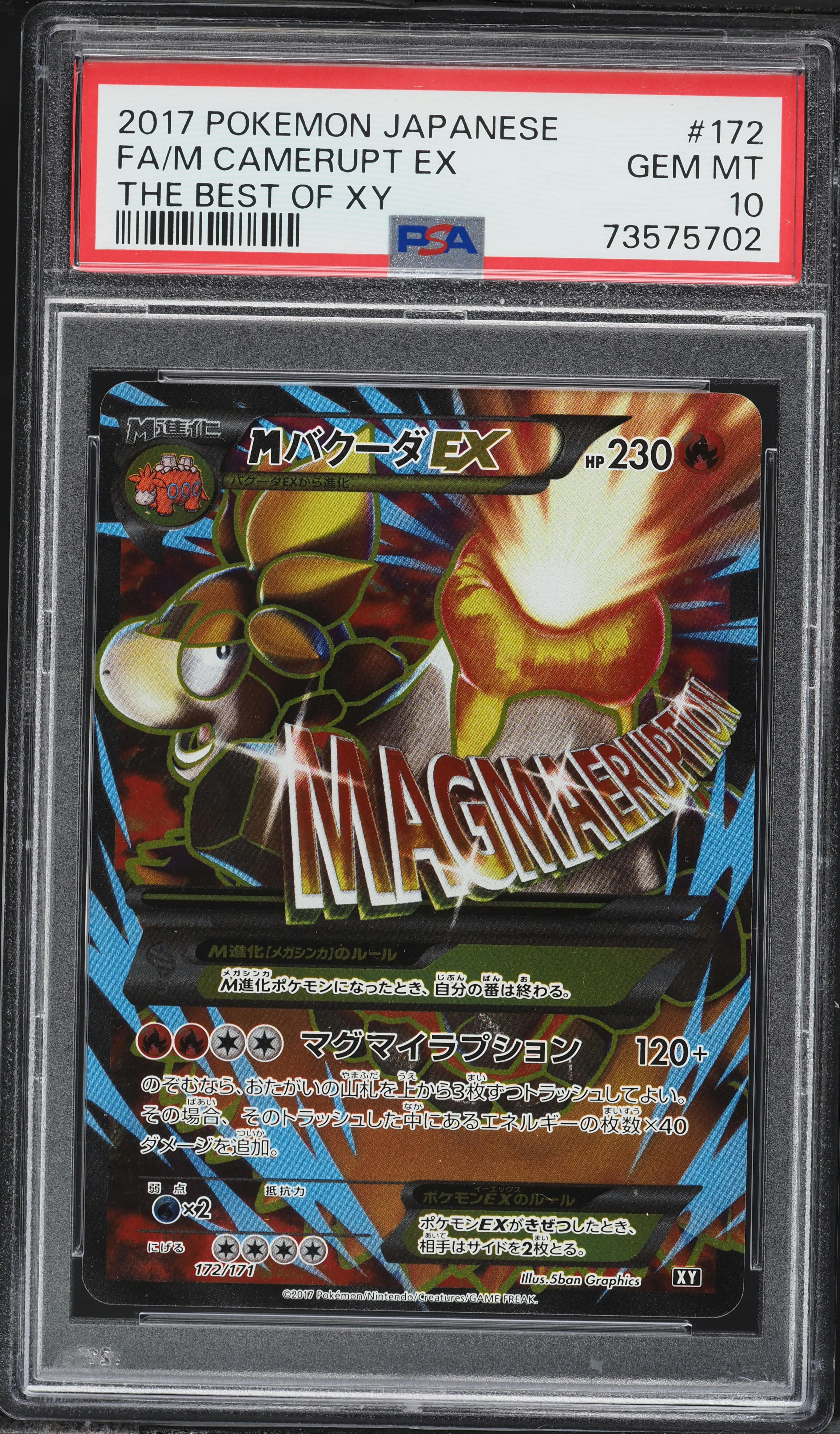 2017 Pokemon Japanese The Best Of XY Alt Art Mega Camerupt EX #172