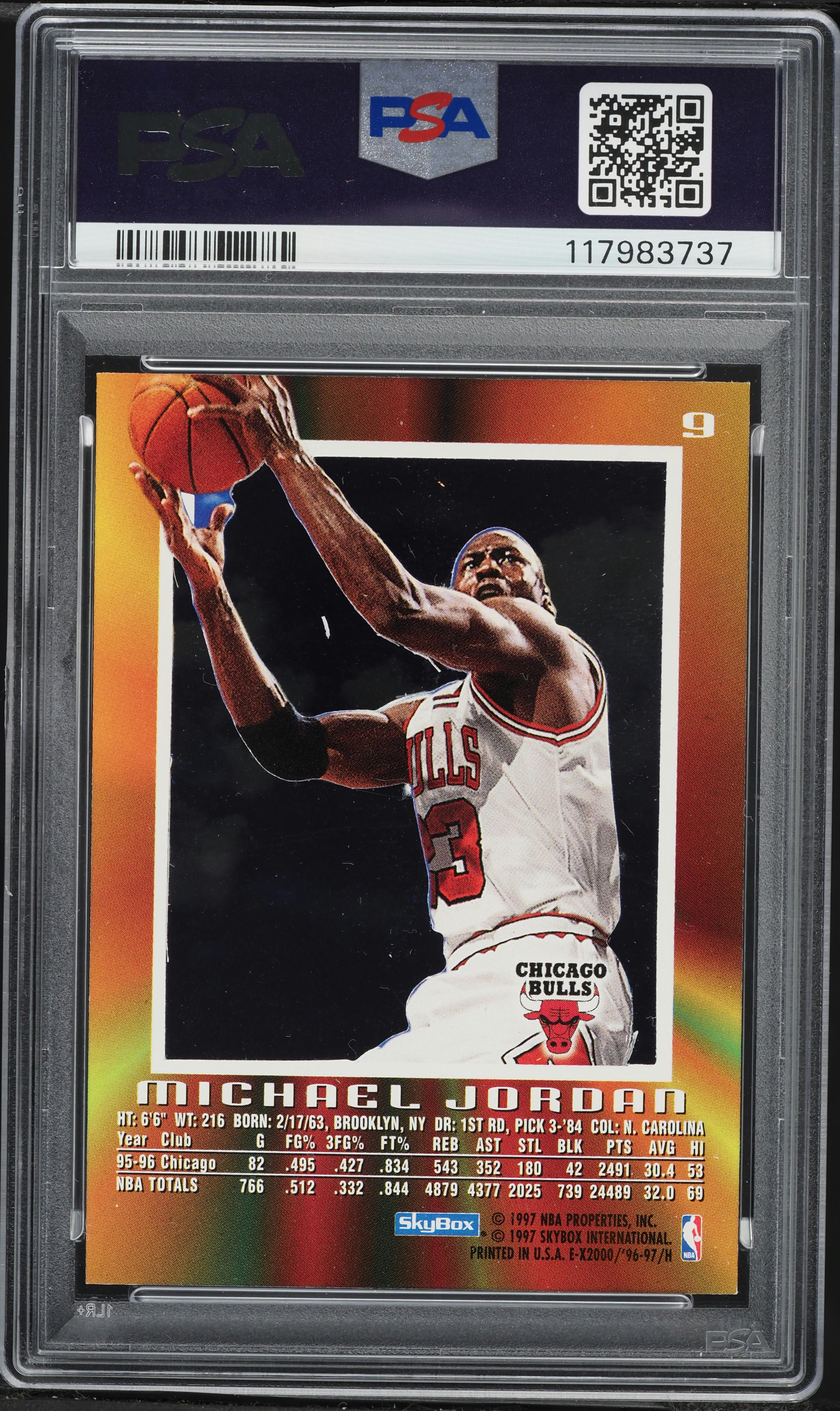 1996 Skybox E-X2000 Michael Jordan #9 PSA 8 NM-MT on Fanatics Collect