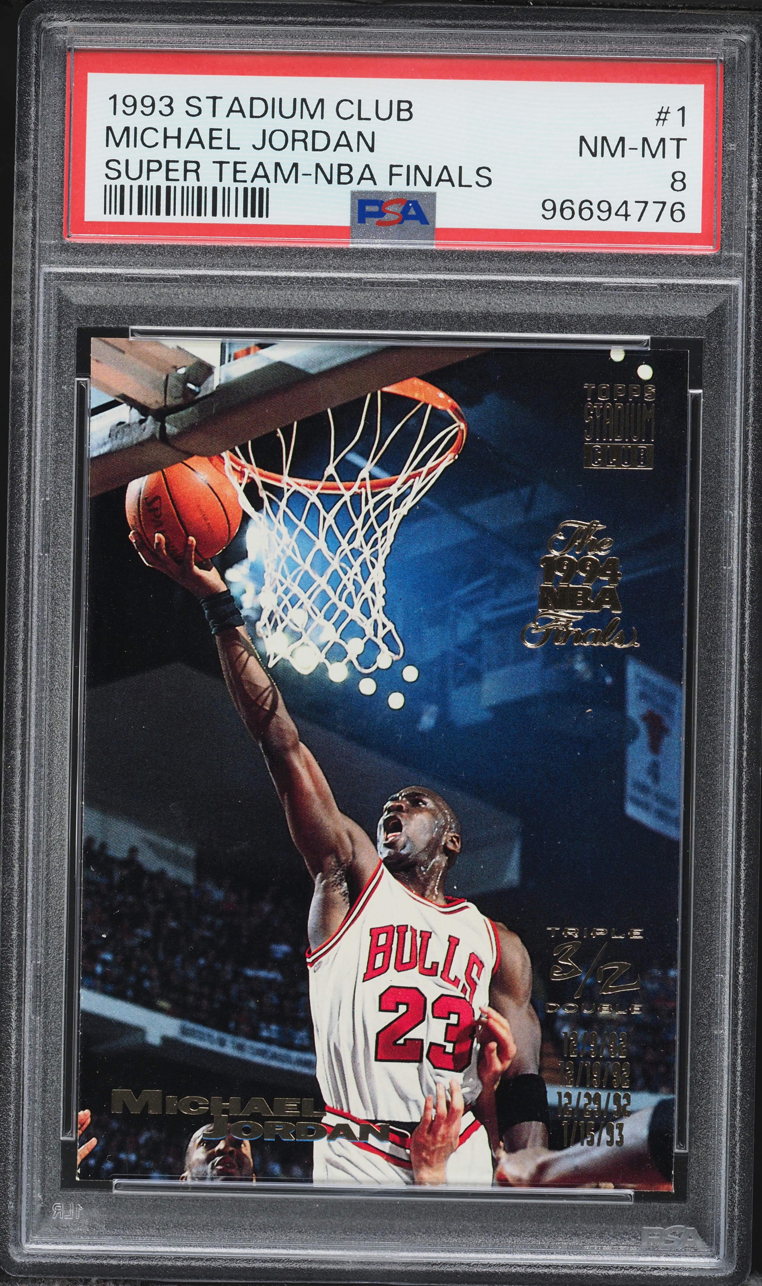 1993 Stadium Club Super Team NBA Finals Michael Jordan #1 PSA 8 NM