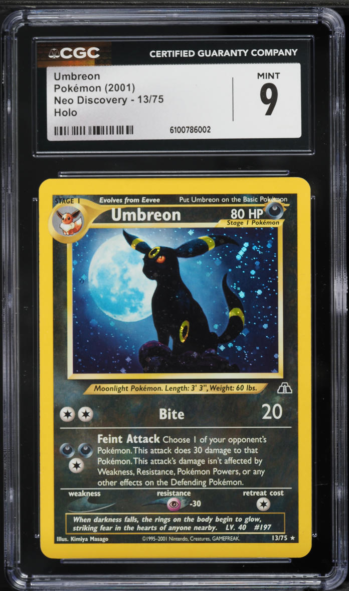 2001 Pokemon Neo Discovery Holo Umbreon #13 CGC 9 MINT