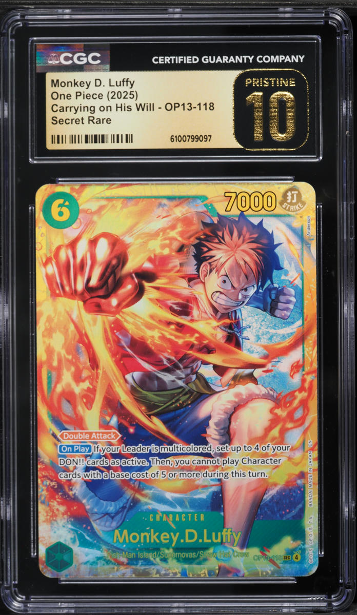 2025 One Piece Carrying On His Will SEC Monkey D. Luffy #OP13-118 CGC 10  PRISTINE
