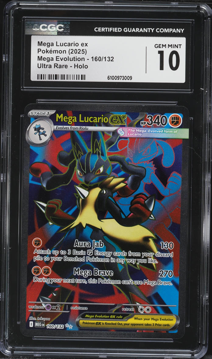 2025 Pokemon Mega Evolution Full Art Mega Lucario ex #160 CGC 10