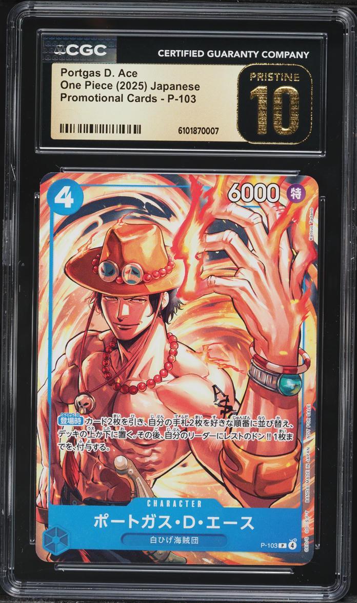 2025 One Piece Japanese Promo Cards Portgas D. Ace #P-103 CGC 10