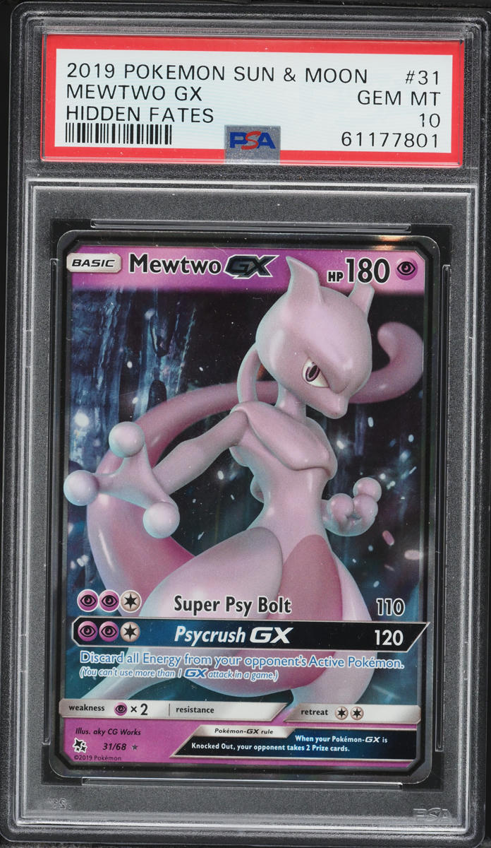 2019 Pokemon Sun & Moon Hidden Fates Mewtwo GX #31 PSA 10 GEM MINT