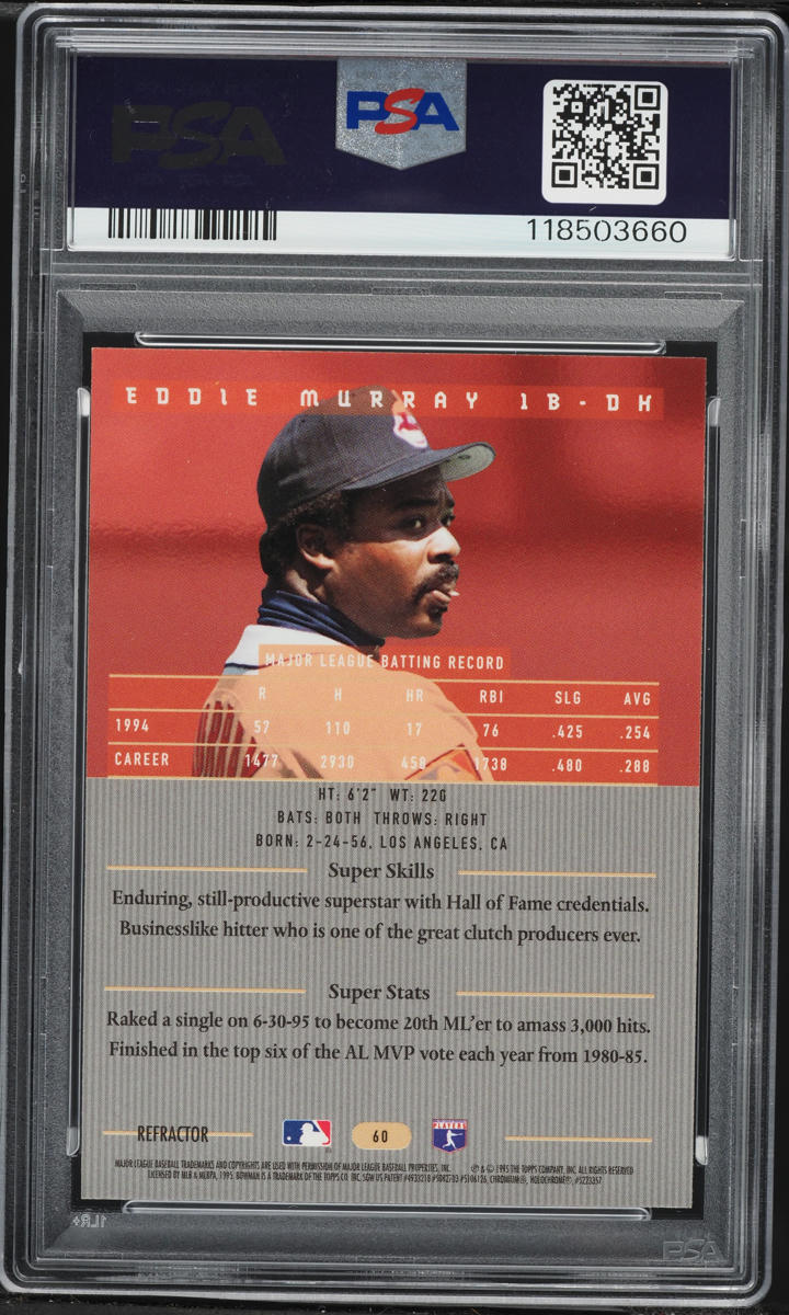 1995 Bowman's Best Red Refractor Eddie Murray #60 PSA 8 NM-MT