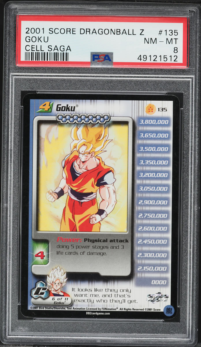 2001 Score Dragonball Z Cell Saga Goku #135 PSA 8 NM-MT on