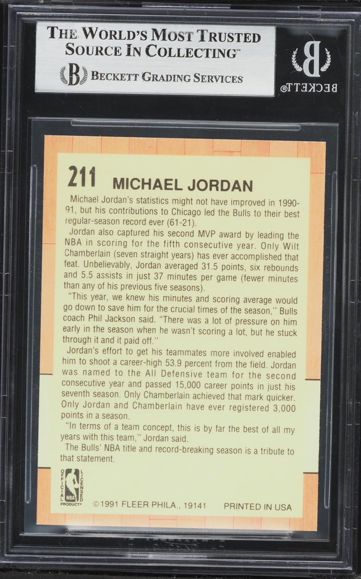 1991 Fleer Basketball Michael Jordan #211 BGS 9 MINT