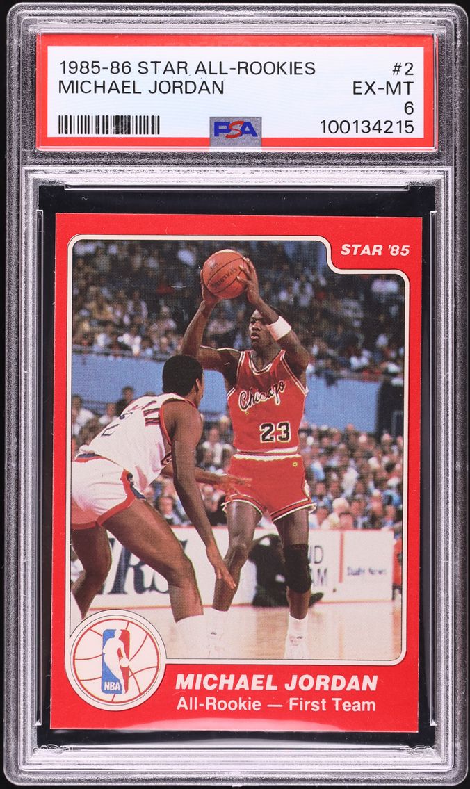 1985 Star All-Rookie Team Michael Jordan ROOKIE #2 PSA 6 EXMT