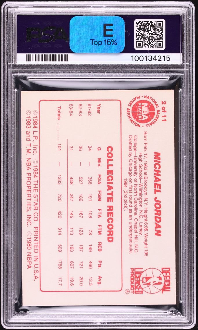 1985 Star All-Rookie Team Michael Jordan ROOKIE #2 PSA 6 EXMT