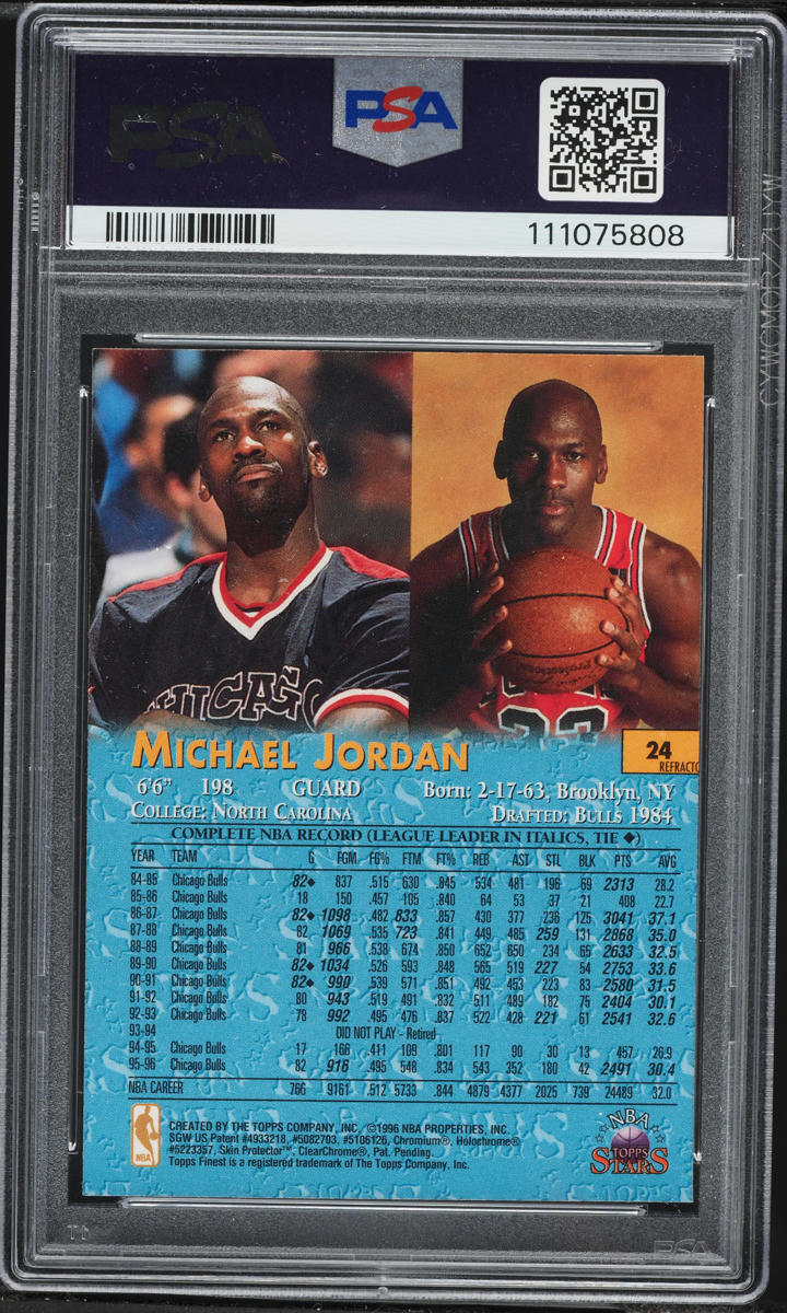 1996 Topps NBA Stars Finest Refractor Michael Jordan #24 PSA 9 MINT