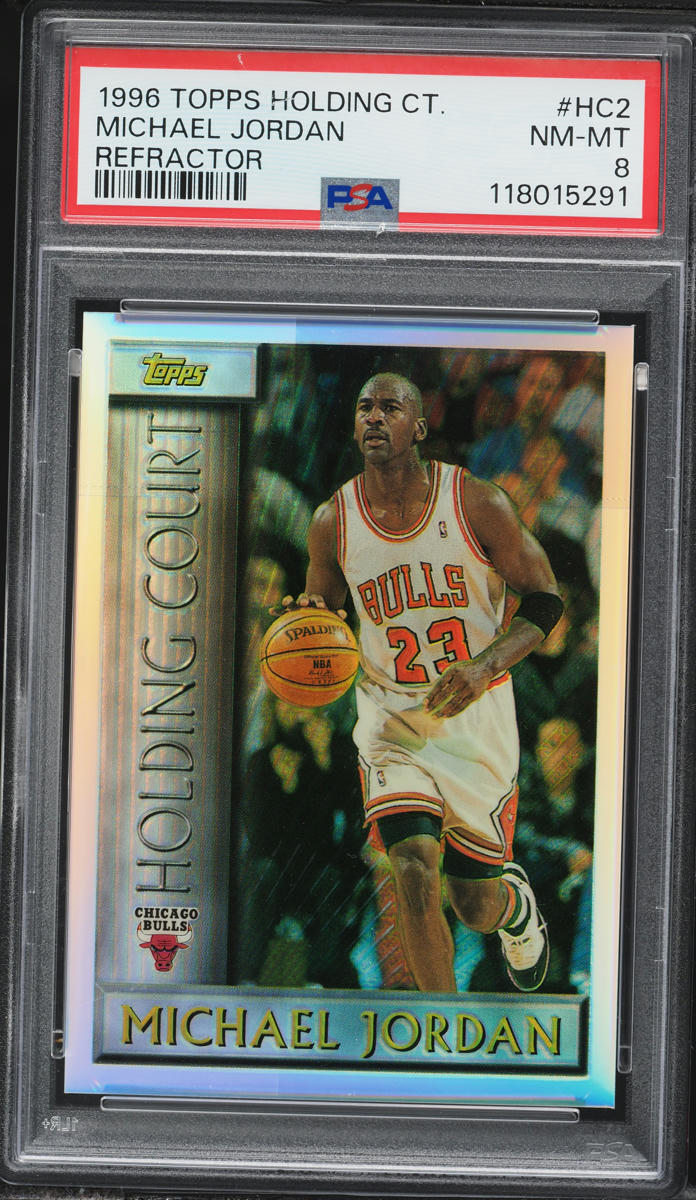 1996 Topps Holding Court Refractor Michael Jordan #HC2 PSA 8 NM-MT