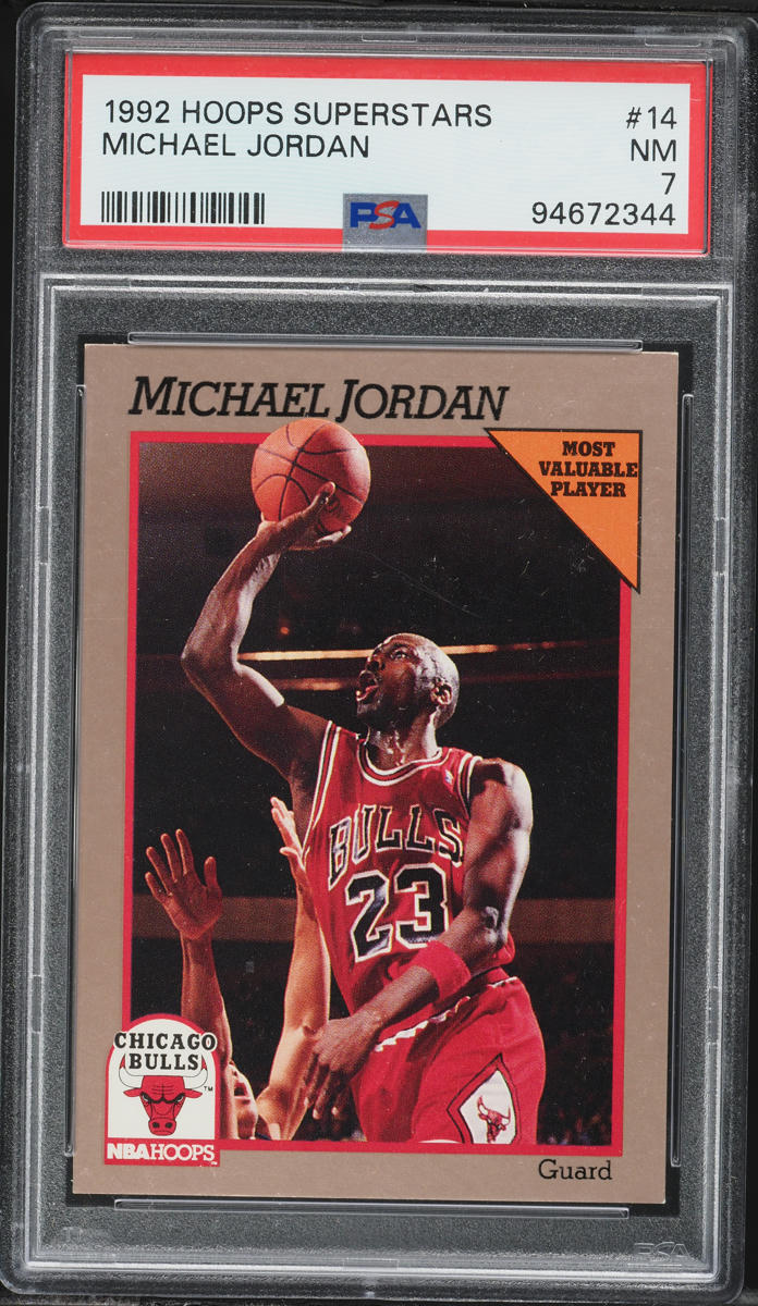 1992 Hoops 100 Superstars Michael Jordan #14 PSA 7 NRMT on 
