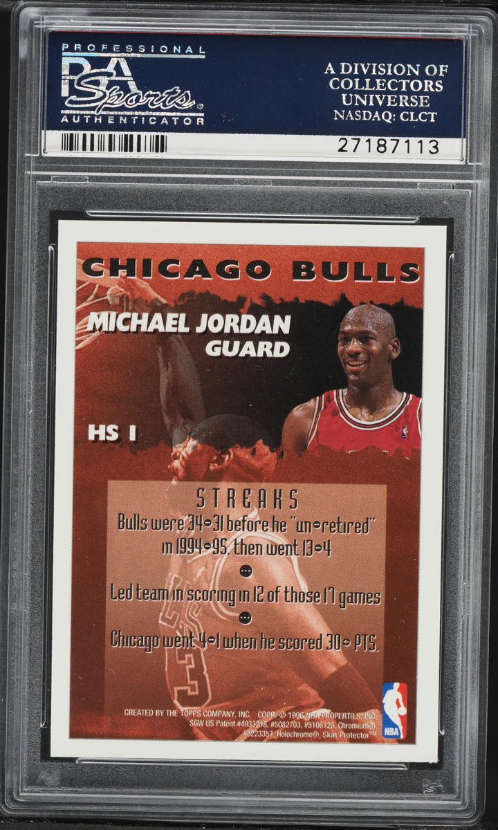 1995 Finest Hot Stuff w/ Coating Michael Jordan #HS1 PSA 8 NM-MT