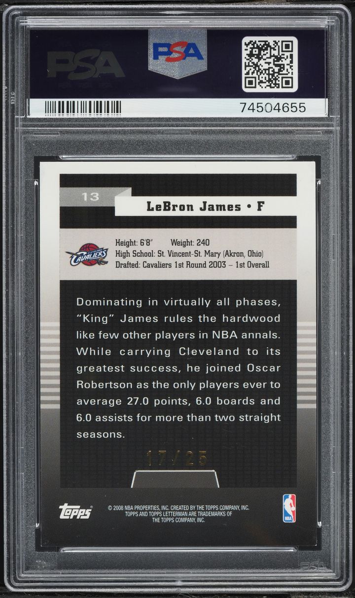 2007 Topps Letterman Xfractor LeBron James /25 #13 PSA 8 NM-MT
