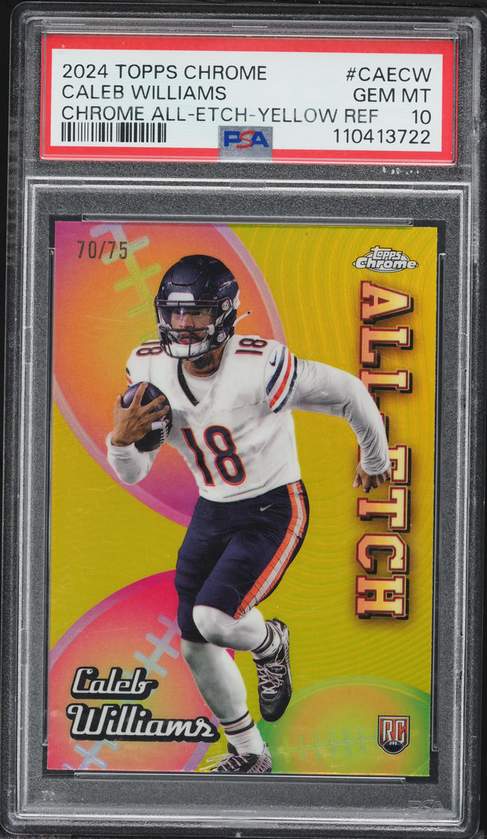 2024 Topps Chrome All-Etch Yellow Refractor Caleb Williams ROOKIE /75 #CAE-CW PSA 10 GEM MINT