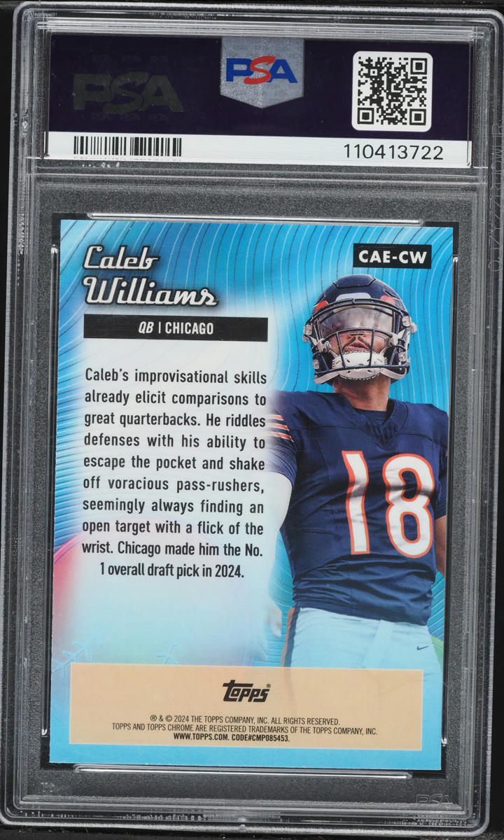 2024 Topps Chrome All-Etch Yellow Refractor Caleb Williams ROOKIE /75 #CAE-CW PSA 10 GEM MINT