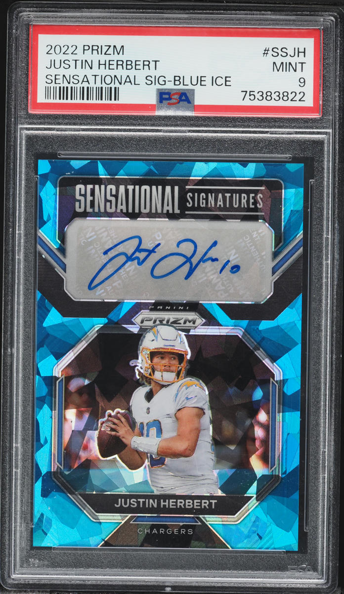 2022 Panini Prizm Sensational Signatures Blue Ice Justin Herbert