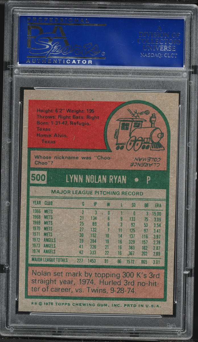 1975 Topps Nolan Ryan #500 PSA 8 NM-MT on Fanatics Collect