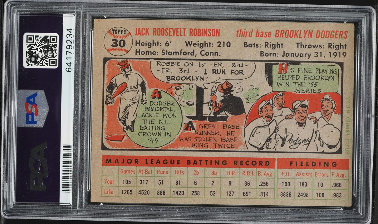 1956 Topps Jackie Robinson #30 PSA 5 EX