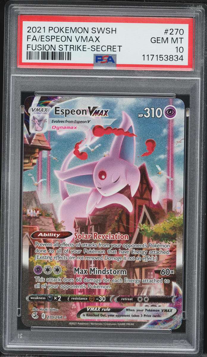 2021 Pokemon Sword & Shield Fusion Strike SEC Espeon VMAX #270 PSA 10 GEM MINT
