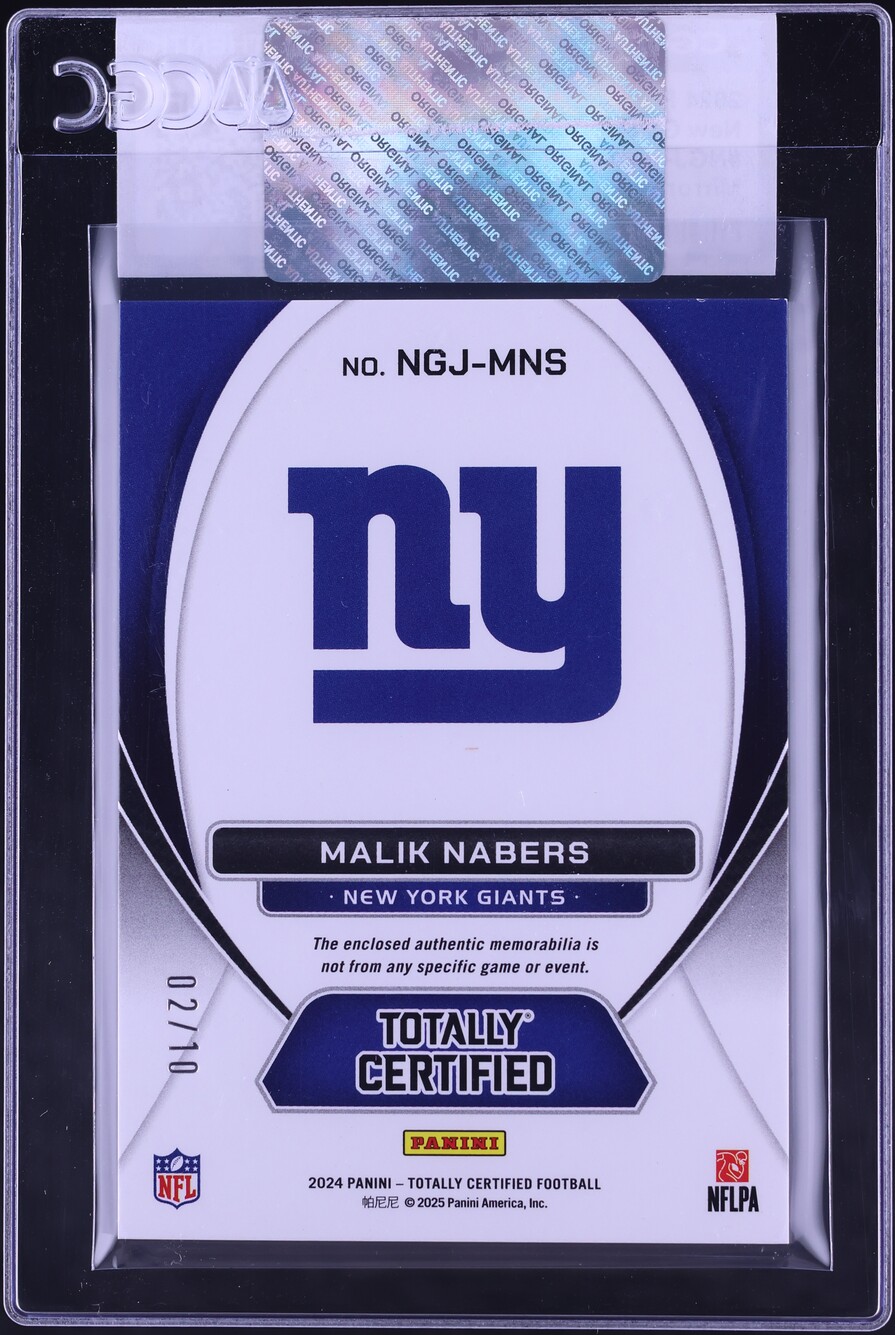 2024 Totally Certified New Generation Mirror Platinum Gold Malik Nabers RC PATCH /10 CGC AUTH