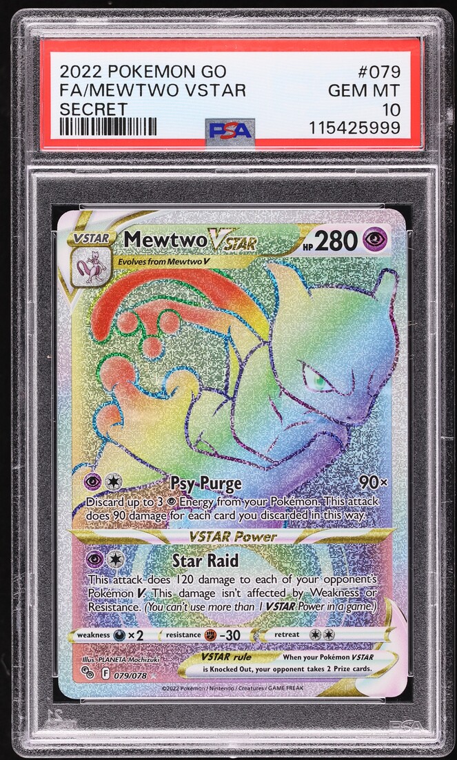 2022 Pokemon Sword & Shield Pokemon GO Hyper Rare Mewtwo VSTAR #79 PSA 10 GEM MINT