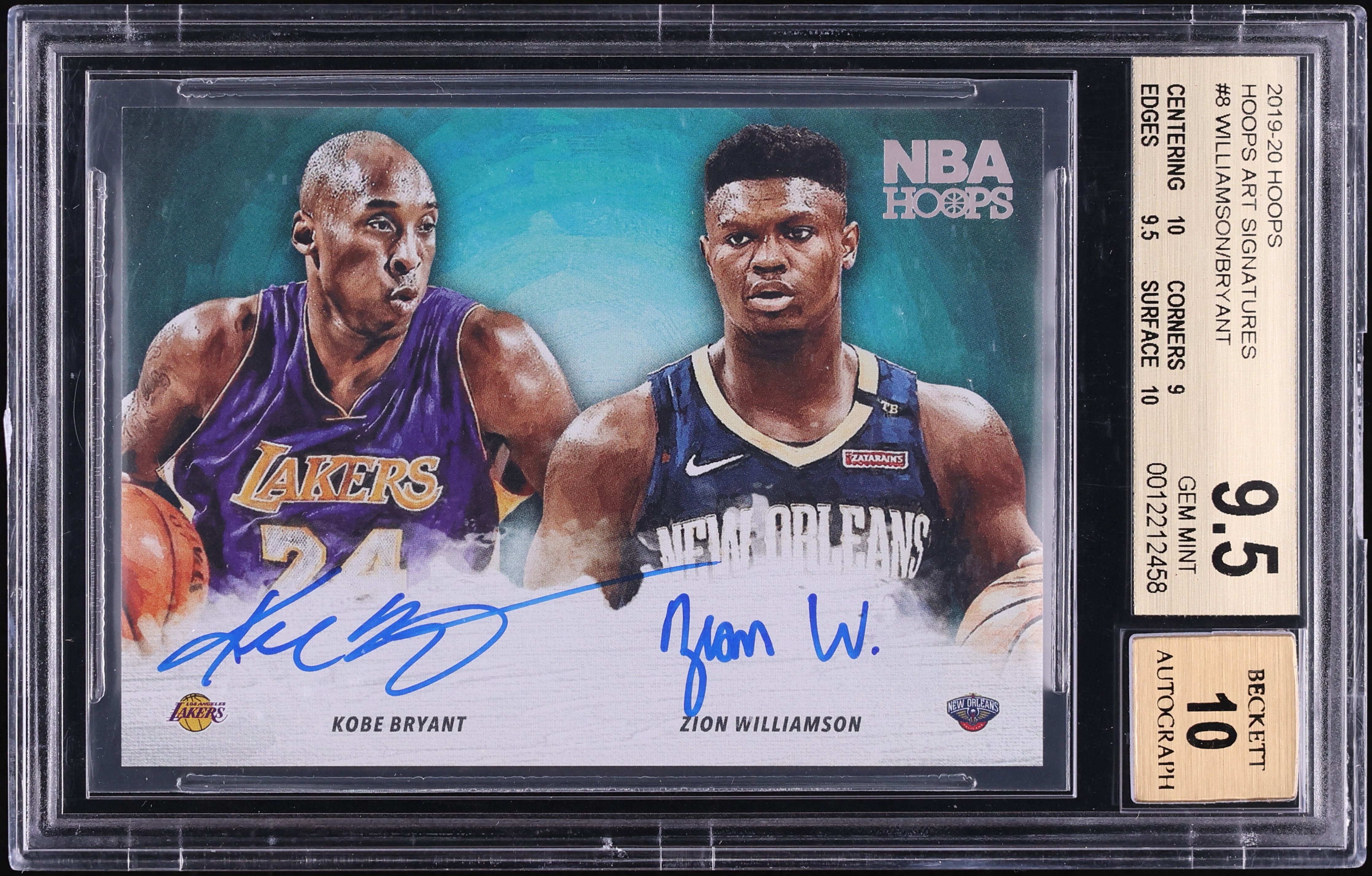 2019 Hoops Art Kobe Bryant & Zion Williamson ROOKIE AUTO #HA-KZ