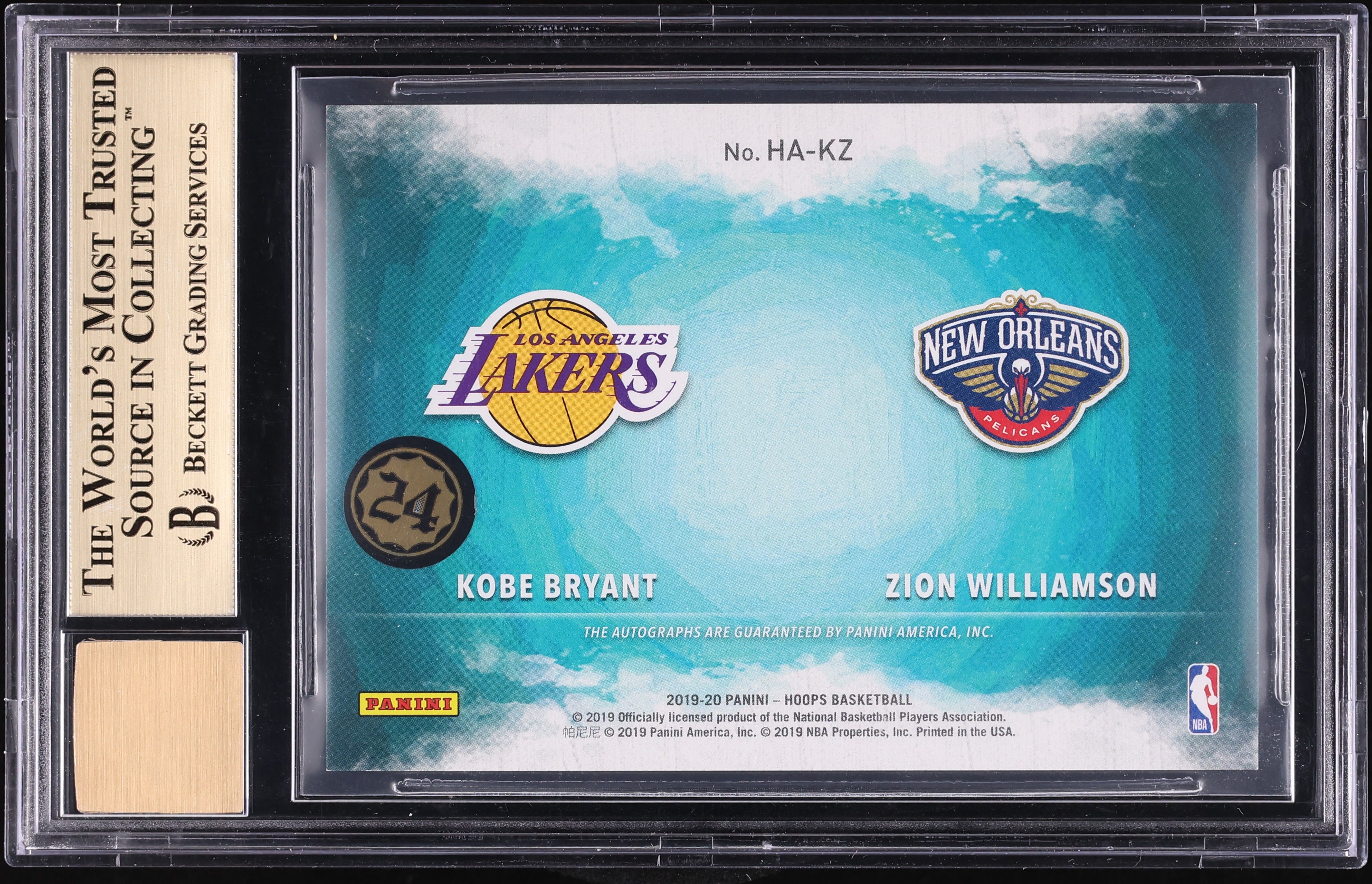 2019 Hoops Art Kobe Bryant & Zion Williamson ROOKIE AUTO #HA-KZ