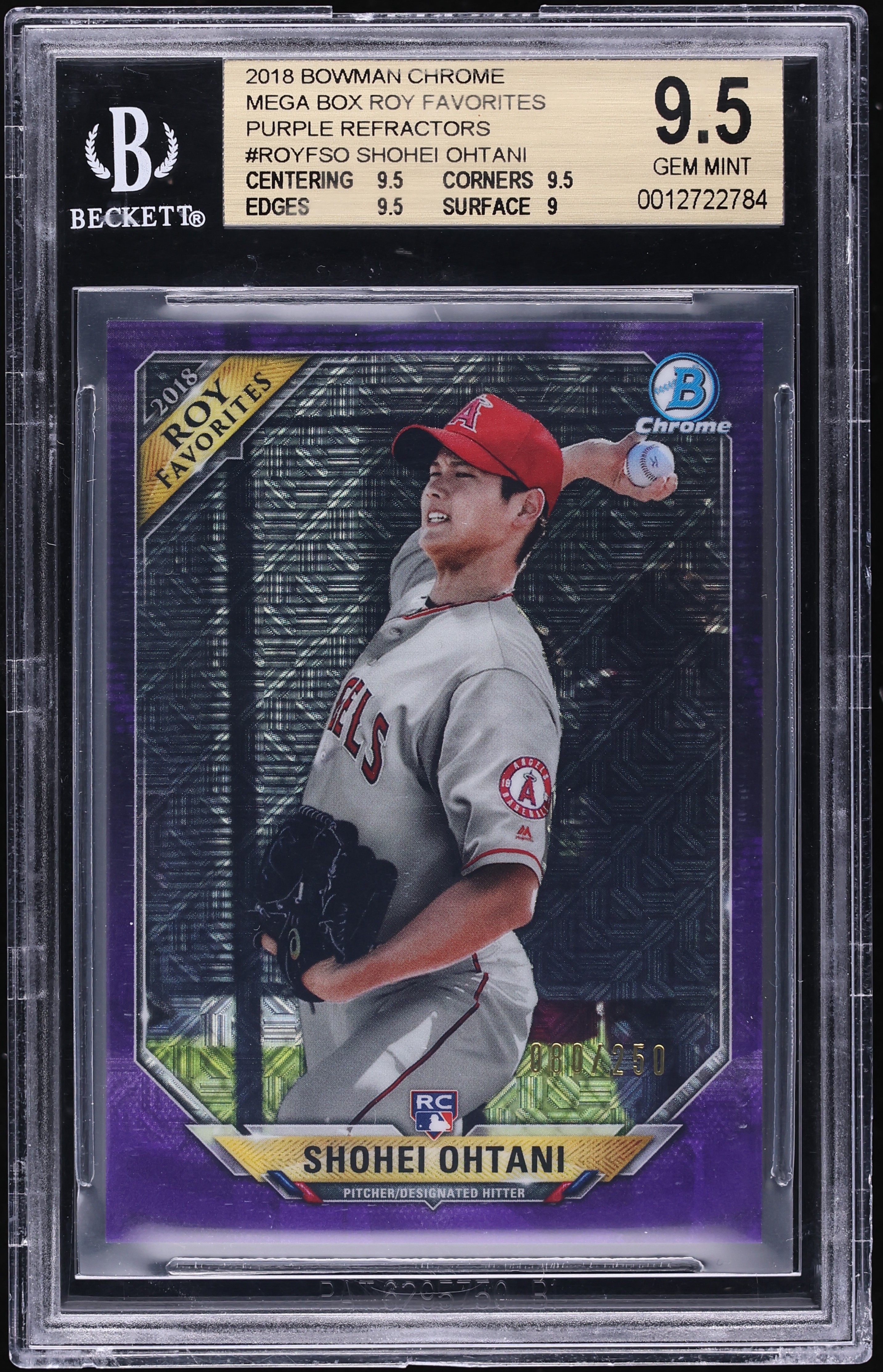 2018 Bowman Chrome Mega Box ROY Favorites Purple Refractor Shohei