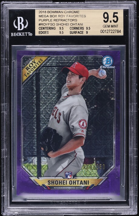 2018 Bowman Chrome Blue Refractor Shohei Ohtani ROOKIE RC '10