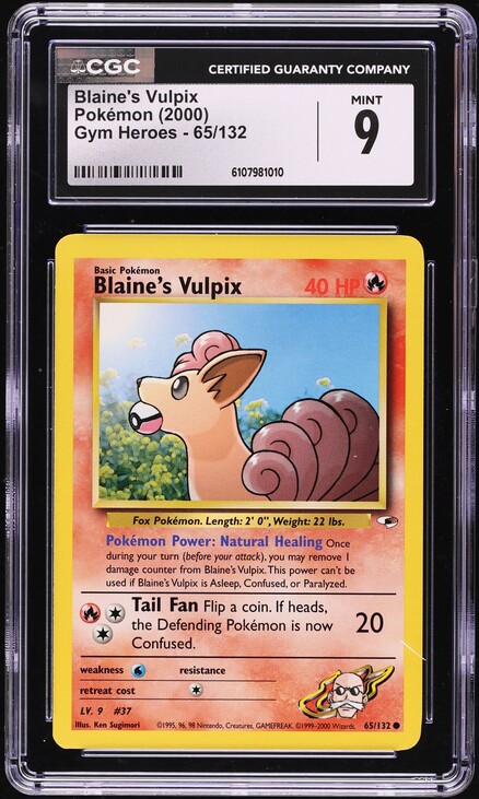 2000 Pokemon Gym Heroes Blaine's Vulpix #65 CGC 9 MINT