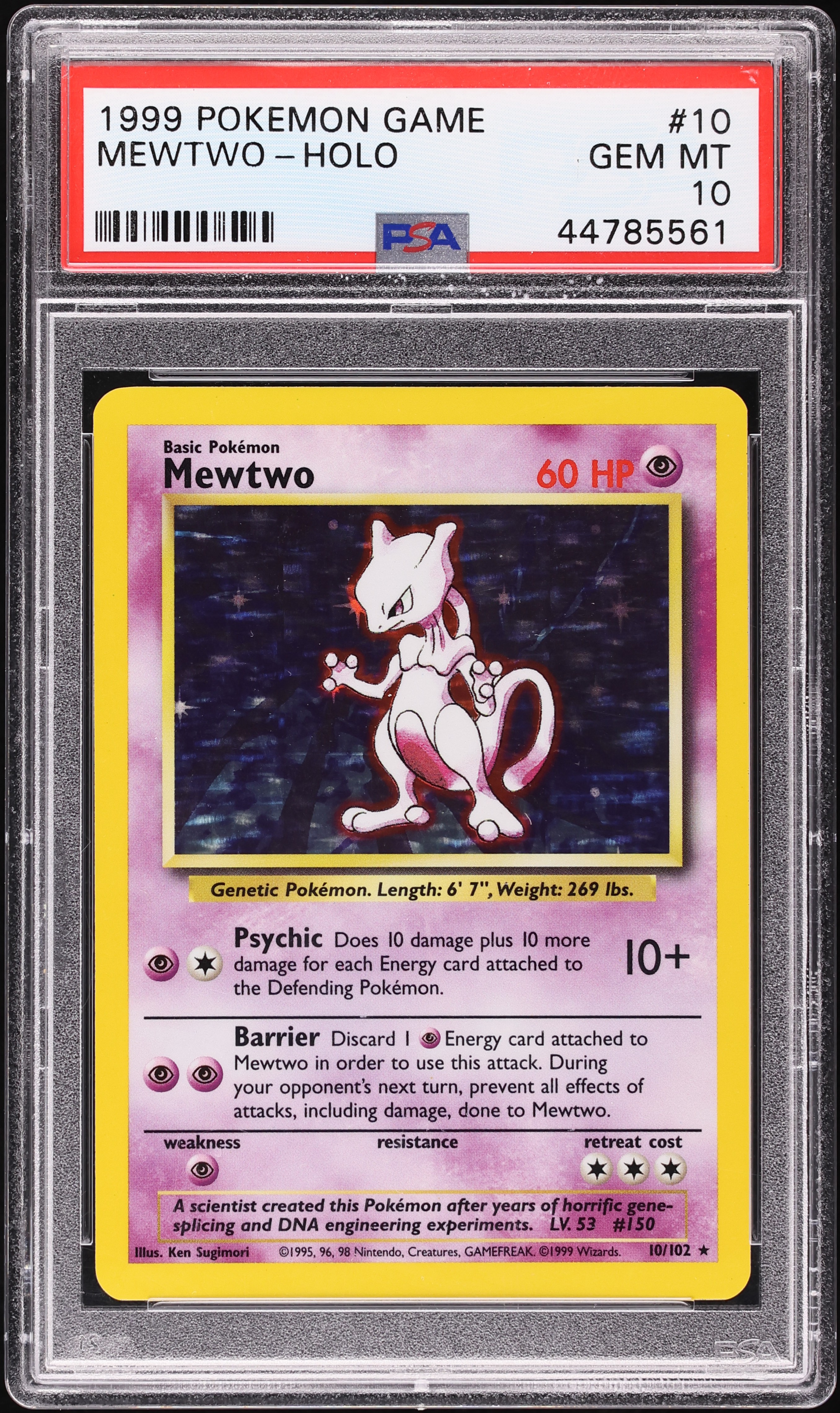 1999 Pokemon Base Set Holo Mewtwo #10 PSA 10 GEM MINT on Fanatics