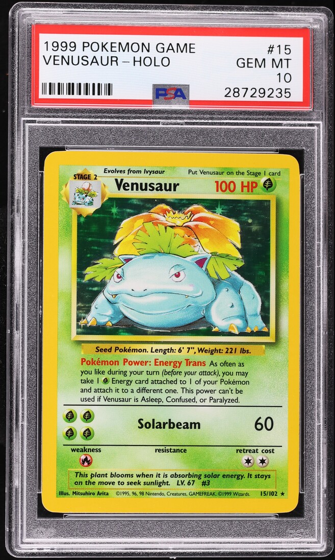 1999 Pokemon Base Set Holo Venusaur #15 PSA 10 GEM MINT on Fanatics Collect