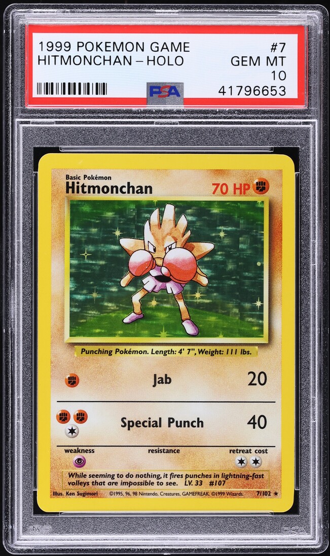 1999 Pokemon Base Set Holo Hitmonchan #7 PSA 10 GEM MINT