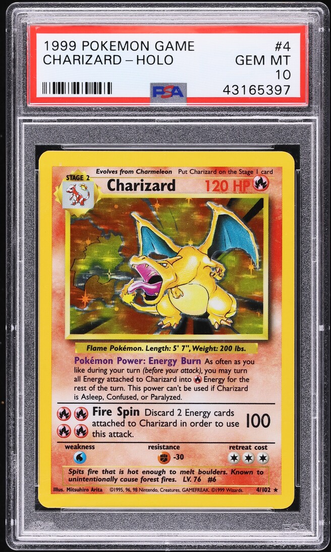 1999 Pokemon Base Set Holo Charizard #4 PSA 10 GEM MINT on