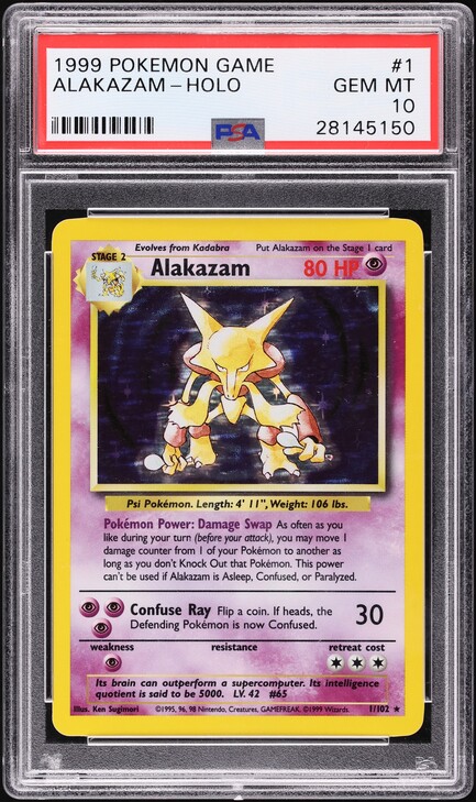 1999 Pokemon Base Set Holo Alakazam #1 PSA 10 GEM MINT on Fanatics