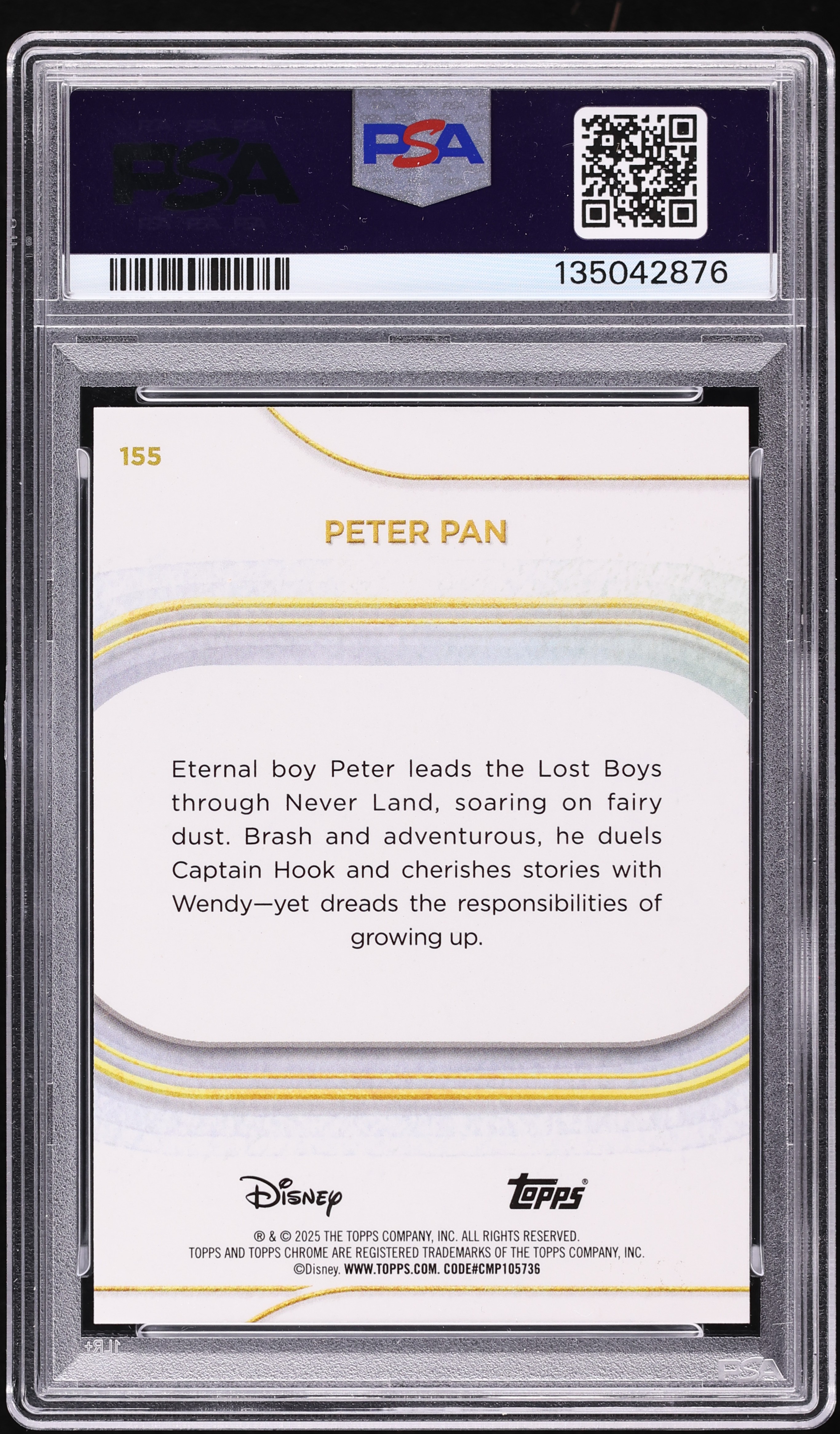 2025 Topps Chrome Disney Green Refractor Peter Pan /99 #155 PSA 10