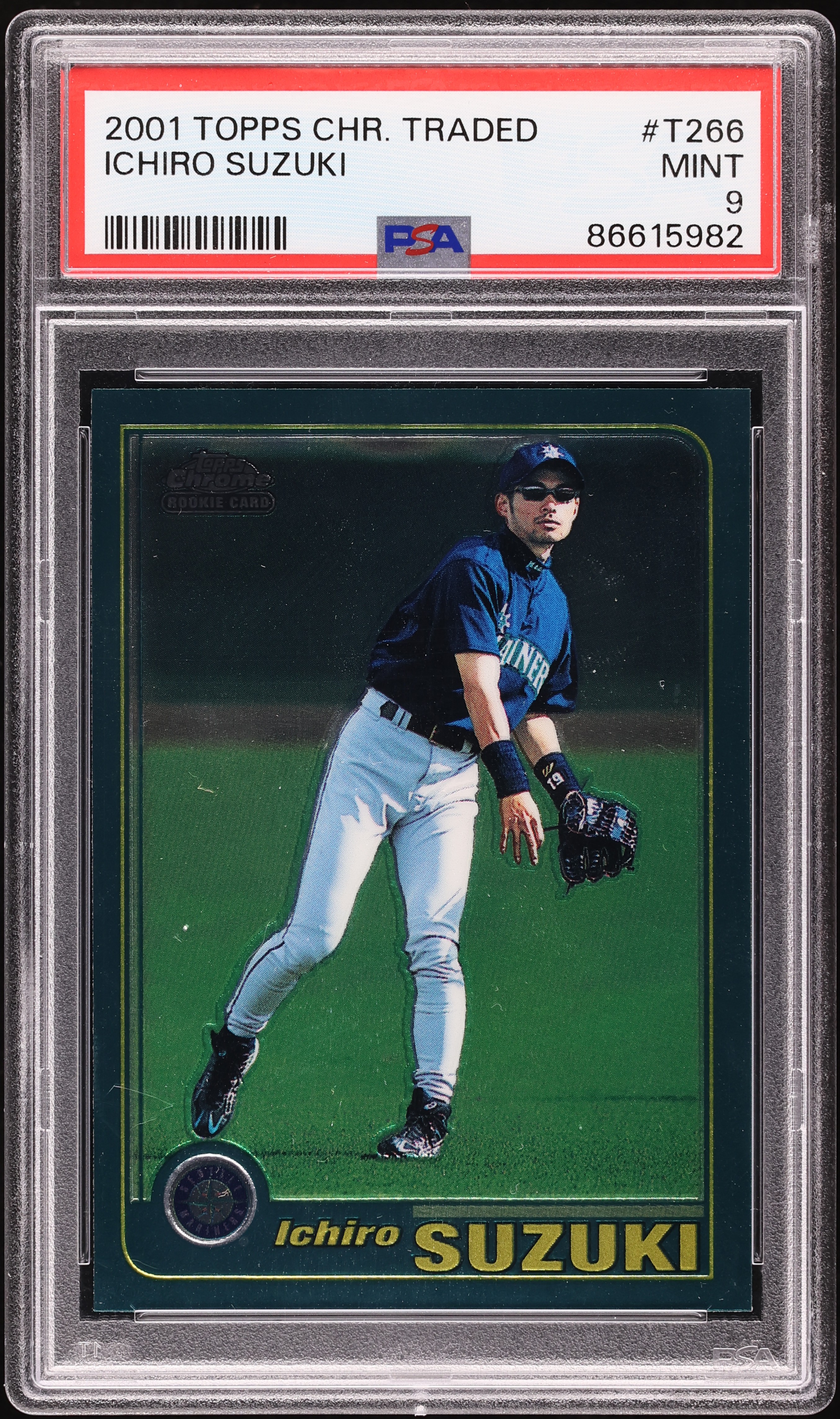 2001 Topps Chrome Traded Ichiro Suzuki ROOKIE #T266 PSA 9 MINT on