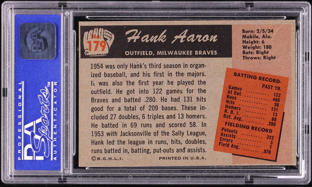 1955 Bowman Hank Aaron #179 PSA 6 EXMT