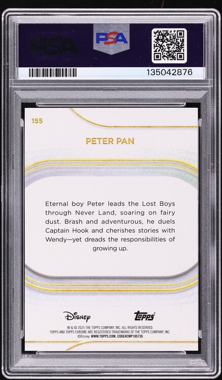 2025 Topps Chrome Disney Green Refractor Peter Pan /99 #155 PSA 10