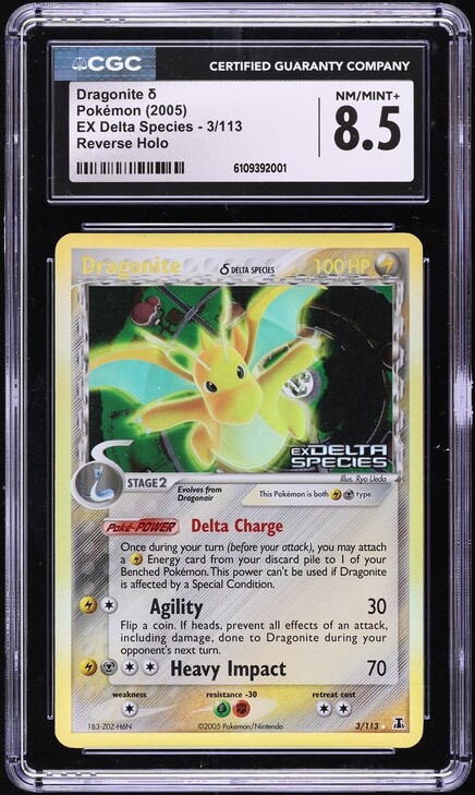2005 Pokemon EX Delta Species Reverse Holo Dragonite #3 CGC 8.5 NM-MT+