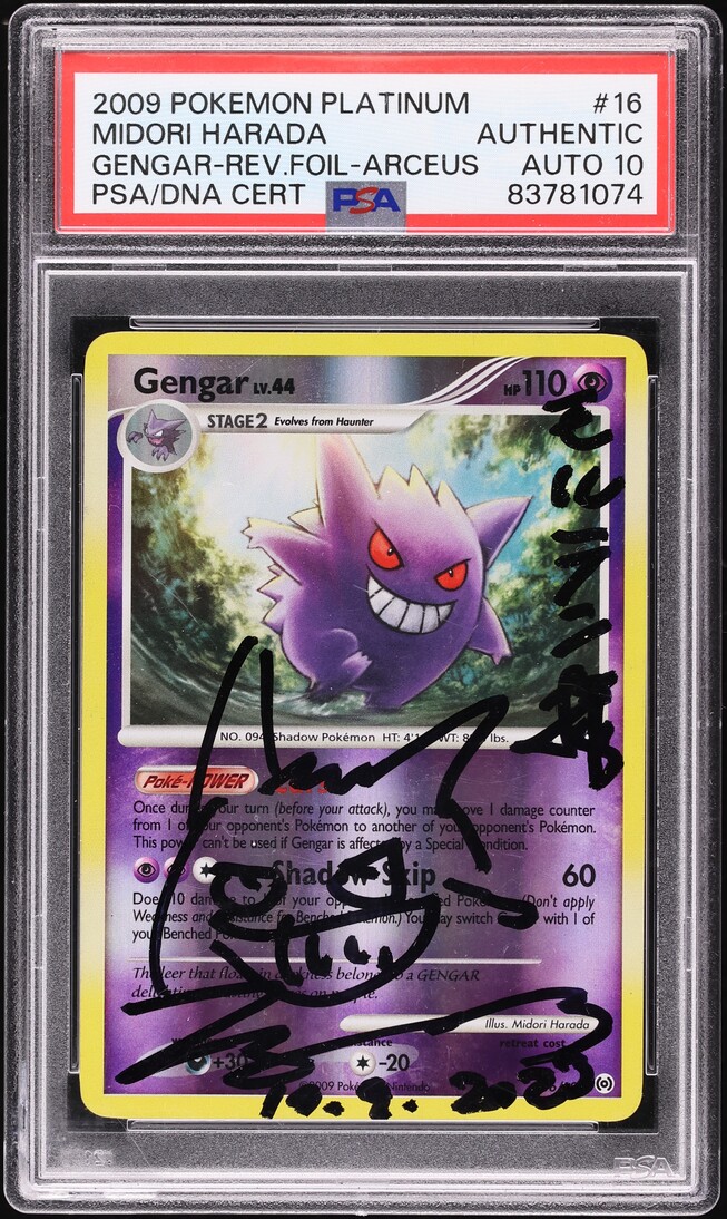 foil gengar pokemon card 2009 Pokemon Platinum Arceus Reverse Foil Gengar Midori Harada AUTO DNA 10  #16 PSA AUTH