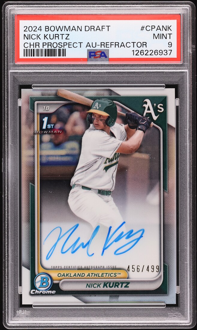 2024 Bowman Chrome Draft Refractor Nick Kurtz PROSPECT AUTO /499 #CPA-NK PSA 9 MINT