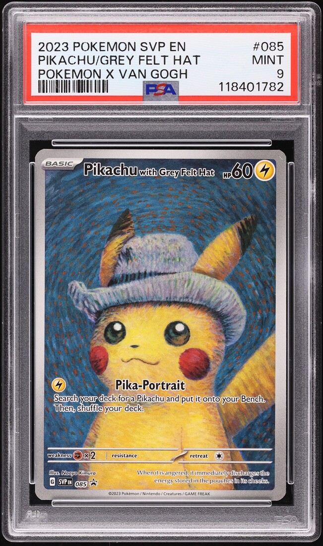 2023 Pokemon Scarlet & Violet Promo Van Gogh Pikachu With Grey Felt Hat #85 PSA 9 MINT