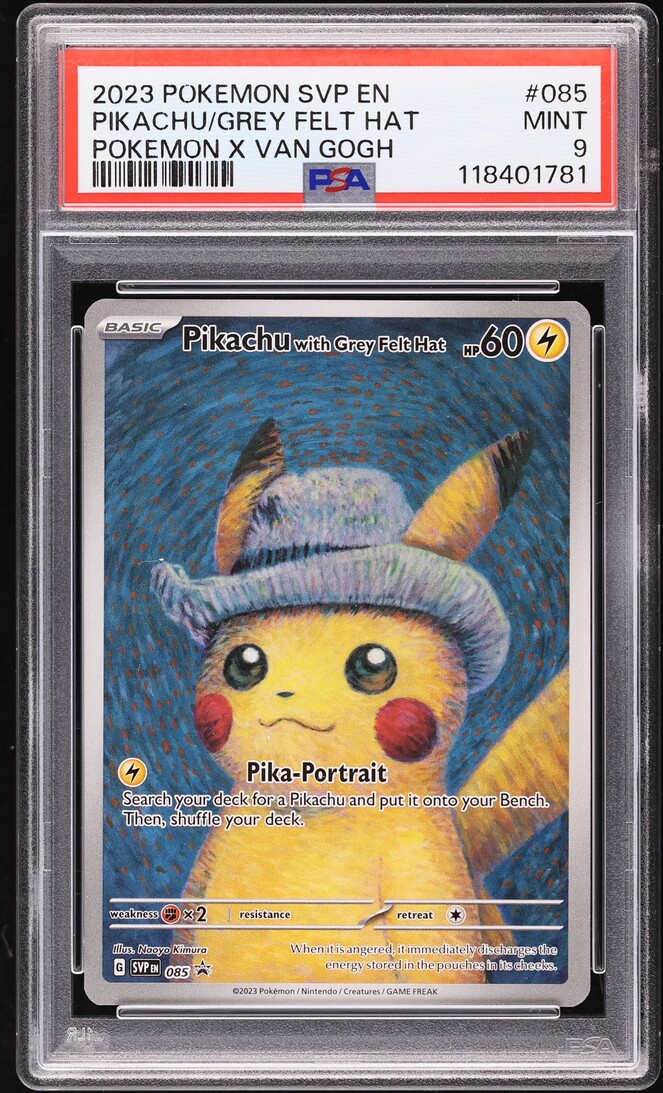 2023 Pokemon Scarlet & Violet Promo Van Gogh Pikachu With Grey Felt Hat #85 PSA 9 MINT