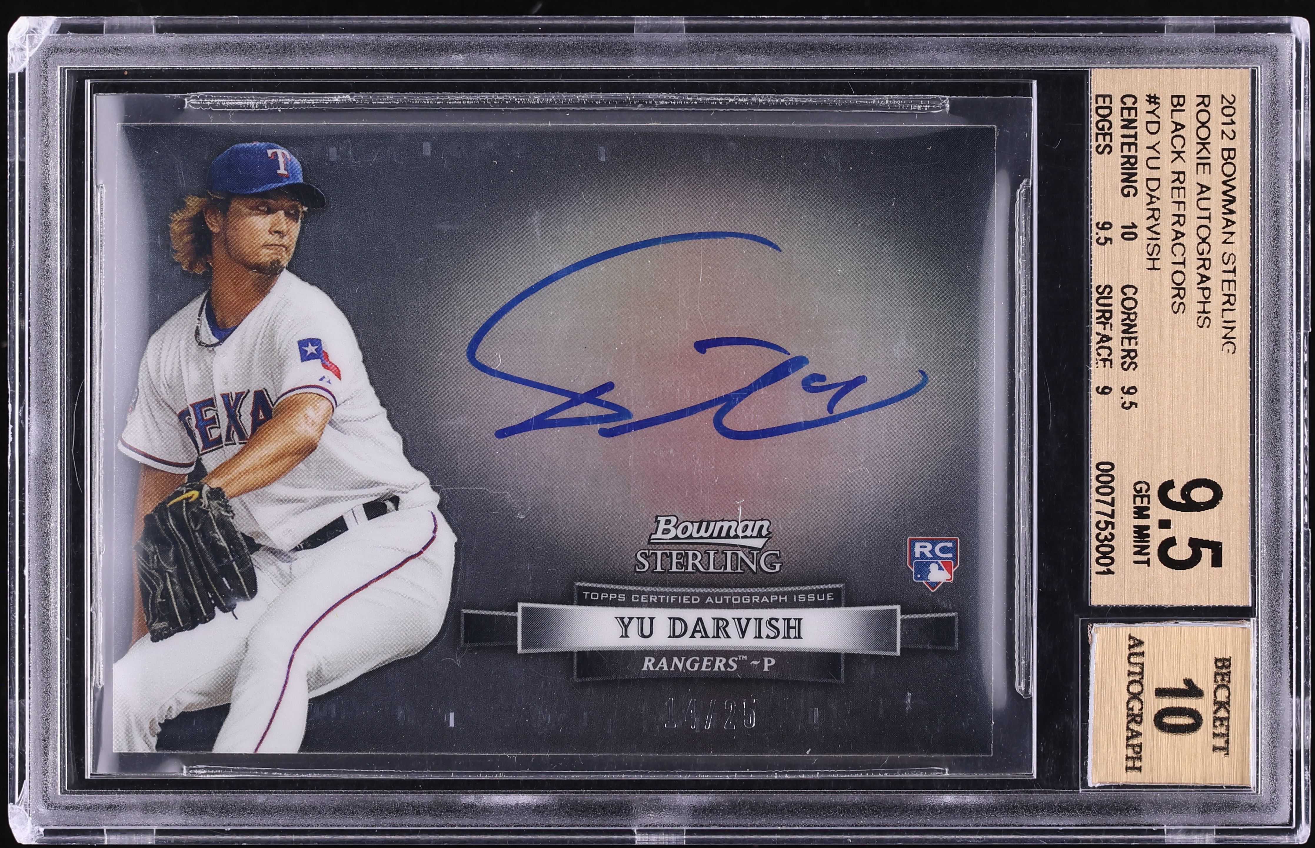 2012 Bowman Sterling Black Refractor Yu Darvish ROOKIE AUTO /25