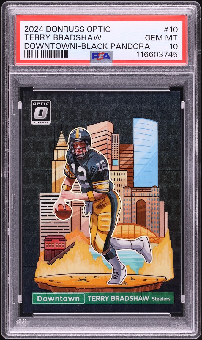 2024 Donruss Optic Downtown Black Pandora Terry Bradshaw /25 #10 PSA 10 GEM MINT