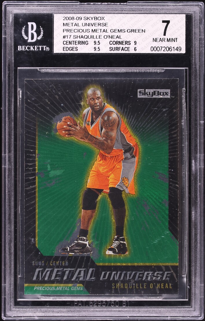 2008 Metal Universe Precious Metal Gems PMG Green Shaquille O'Neal 1/50 #17 BGS 7 NRMT