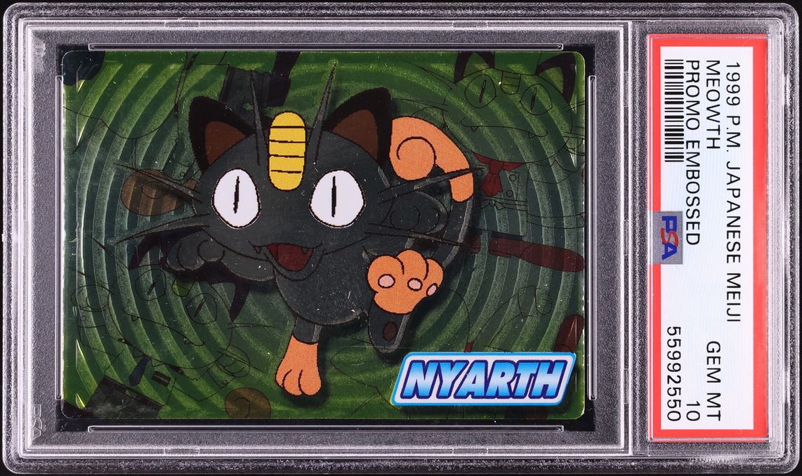1999 Pokemon Japanese Meiji Promo Embossed Meowth PSA 10 GEM MINT