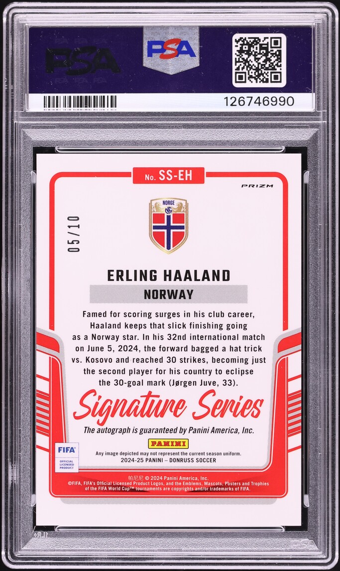 2024 Donruss FIFA Gold Erling Haaland AUTO /10 #SSEH PSA 10 GEM MINT